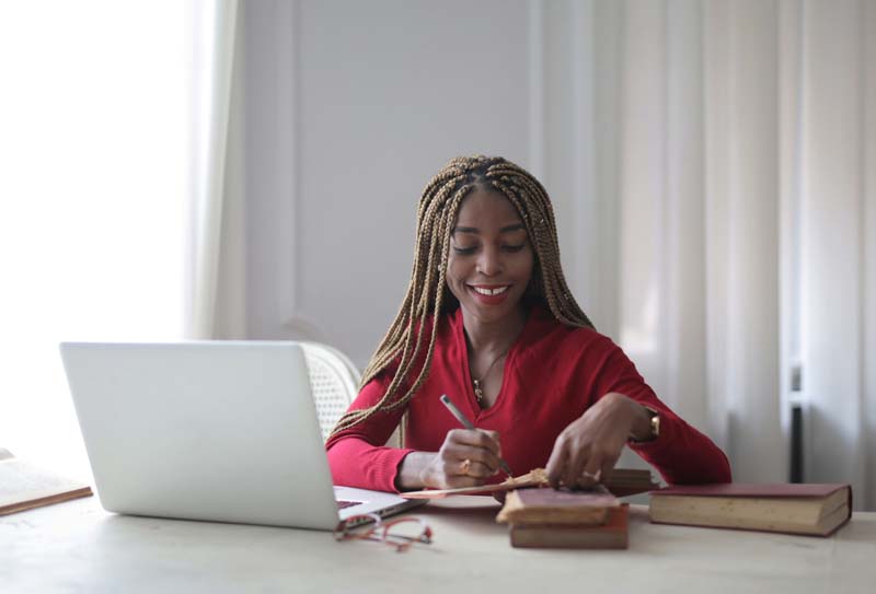 Student with computer