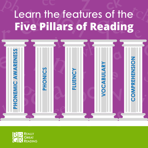 What are the Five Pillars of Reading Graphic: Phonemic Awareness, Phonics, Fluency, Vocabulary, and Comprehension