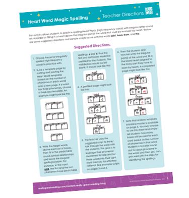 Heart Word Magic - Read and Spell High Frequency Words | Really Great Reading