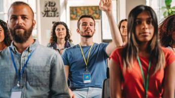 guy with hand raised