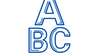 ABC letters with a blue outline