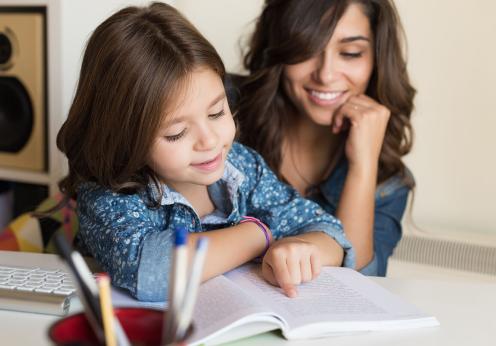 Mom and student reading