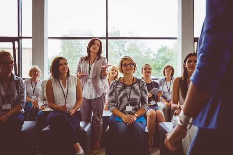 teachers at in person event