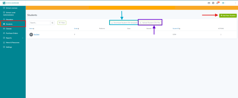 How to upload students in bulk.