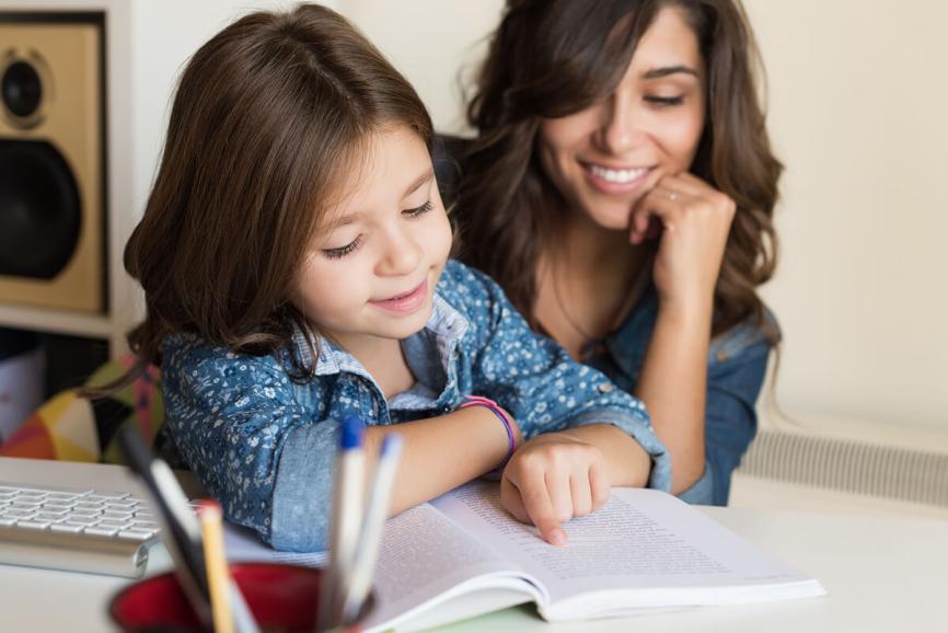 Mom and student reading