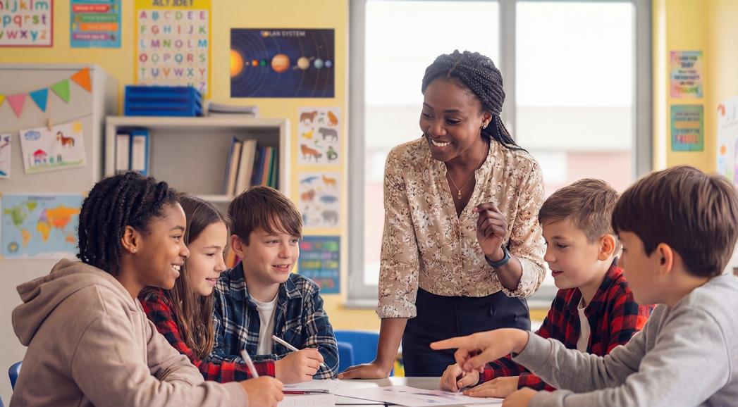 teacher with students in class