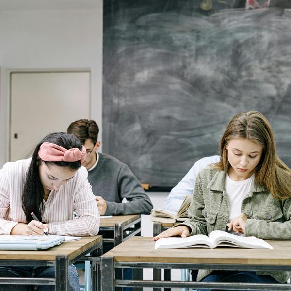 High school students in class.